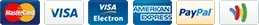 Logos of payment methods, including Mastercard, Visa, American Express and PayPal